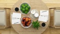 Top view dining room or restaurant minimal design - 3D Rendering