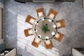 Top view dining table 3D rendering for a modern and cozy lifestyle reference photo Royalty Free Stock Photo