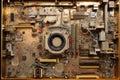 top view of a disassembled computer motherboard