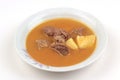 Horizontal shot of meat with potato dish and bulgur pilaf