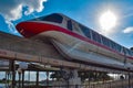 Top view of Disney Monorail on beautiful sunset background at Walt Disney World 4 Royalty Free Stock Photo