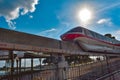 Top view of Disney Monorail on beautiful sunset background at Walt Disney World 4 Royalty Free Stock Photo