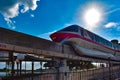 Top view of Disney Monorail on beautiful sunset background at Walt Disney World 1 Royalty Free Stock Photo