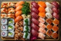 Assorted Fresh Sushi Platter for Gourmet Japanese Cuisine Royalty Free Stock Photo