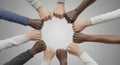 Diverse Hands Together in Unity Circle Royalty Free Stock Photo