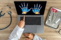 Top view of doctor showing x-ray of hands Royalty Free Stock Photo