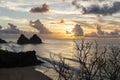 Top view of Dois IrmÃÂ£os hill at sunset with partly cloudy sky in Fernando de Noronha Royalty Free Stock Photo