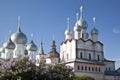 Top view of the domes of the cathedrals in the Kremlin, Rostov the Grea