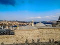 Top view of the domes of Ibn Haldun University Suleymaniye Campus and Karakoy district in Istanbul Turkey. Cityscape of the Royalty Free Stock Photo