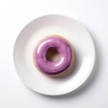 Top view of donut with violet icing.