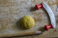 Dough and mincing knife Royalty Free Stock Photo