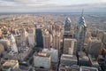 Top View of Downtown Skyline Philadelphia USA and City Hall. Philadelphia City Center, Pennsylvania. Business Financial District Royalty Free Stock Photo