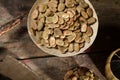 Top view of dried broad beans Royalty Free Stock Photo