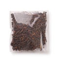 Top view of dried cloves in plastic bag