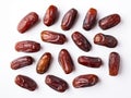 Top view of dried dates on white isolated background. AI Generated Image