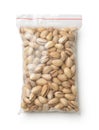 Top view of dried pistachios in clear plastic bag Royalty Free Stock Photo