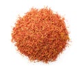 Top view of dried saffron threads