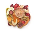 Top view of dried sliced assorted fruit and berries Royalty Free Stock Photo