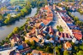 Top view from the drone on the city Telc. Czech Republic Royalty Free Stock Photo