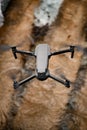 top view of drone quadrocopter flying in the air. Royalty Free Stock Photo