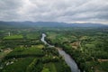 Top view from a drone on river Kwai in the province Kanchanaburi of Thailand. Beautiful landscapes of Thailand