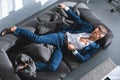 top view of drunk businessman sleeping Royalty Free Stock Photo