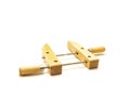 Top view dual handscrews wood clamp with hardwood jaws wider distribution provide firm, even pressure on boards without scratching