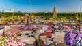 Dubai miracle garden timelapse with over 45 million flowers in a sunny day, United Arab Emirates Royalty Free Stock Photo