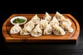 Top View, Dumplings On A Wooden Boardon White Background Royalty Free Stock Photo