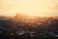 Top view of Edinburgh Castle and city in sunlight Royalty Free Stock Photo