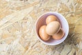 Top view of eggs in bowl Royalty Free Stock Photo