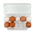 Top view of eggs in styrofoam pack Royalty Free Stock Photo