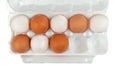 Top view of eggs in styrofoam pack Royalty Free Stock Photo