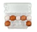 Top view of eggs in styrofoam pack Royalty Free Stock Photo
