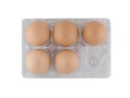 Top view, Eggs in translucent plastic tray