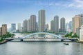 Top view Eidai Bridge and Sumida River in front of building at T