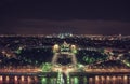 Top view from the Eiffel Tower on the night panorama of Paris.