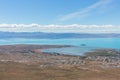 Top view of El Calafate, Lake Argentino and Lagoon Nimez, Patagonia, Argentina. Royalty Free Stock Photo