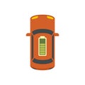 Top view electric car icon flat isolated vector