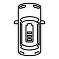 Top view electric car icon, outline style