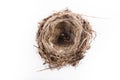top view of empty bird nest isolated on white background Royalty Free Stock Photo