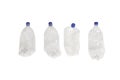 Top view of empty damaged plastic bottles isolated on a white background-the concept of pollution