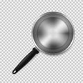 Top view of empty frying pan isolated on transparent background. Vector illustration