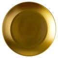 Top view of empty gold plate isolated on background. Golden dish Royalty Free Stock Photo