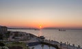 Top view empty Izmir Karantina square during sunset