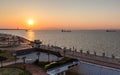 Top view empty Izmir Karantina square during sunset