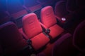 Top view of empty red cinema seats Royalty Free Stock Photo