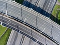 Top view at the empty road intersections, overpasses and underpasses Royalty Free Stock Photo