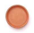 Top view of empty round clay baking pan