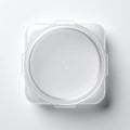 Top View of Empty Round Clear Plastic Container on White Surface Royalty Free Stock Photo